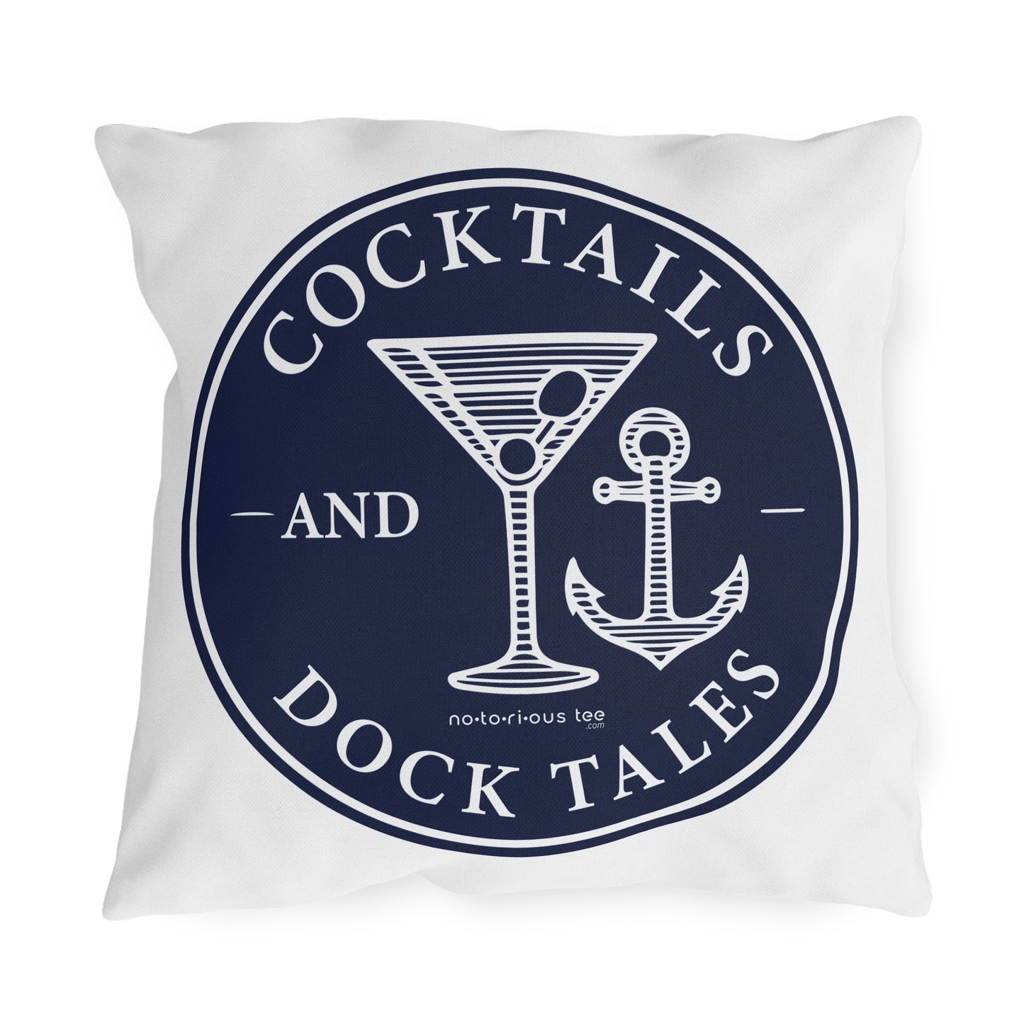 Cocktails and Dock Tales Outdoor Pillow – Nautical Decor for Beach Lovers