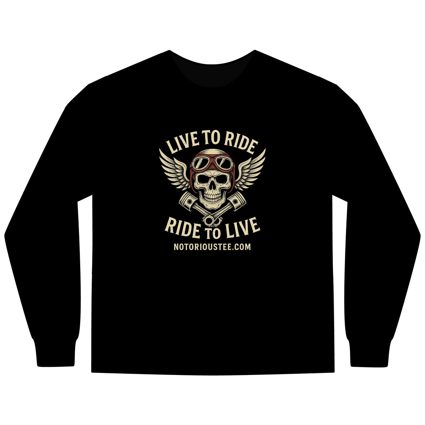 Notorious Tee Ride To Live Motorcycle Long Sleeve Tee, Ride to Live Shirt, Unisex T-Shirt, Biker Gift, Casual Wear, Adventure Apparel, Rocker Style