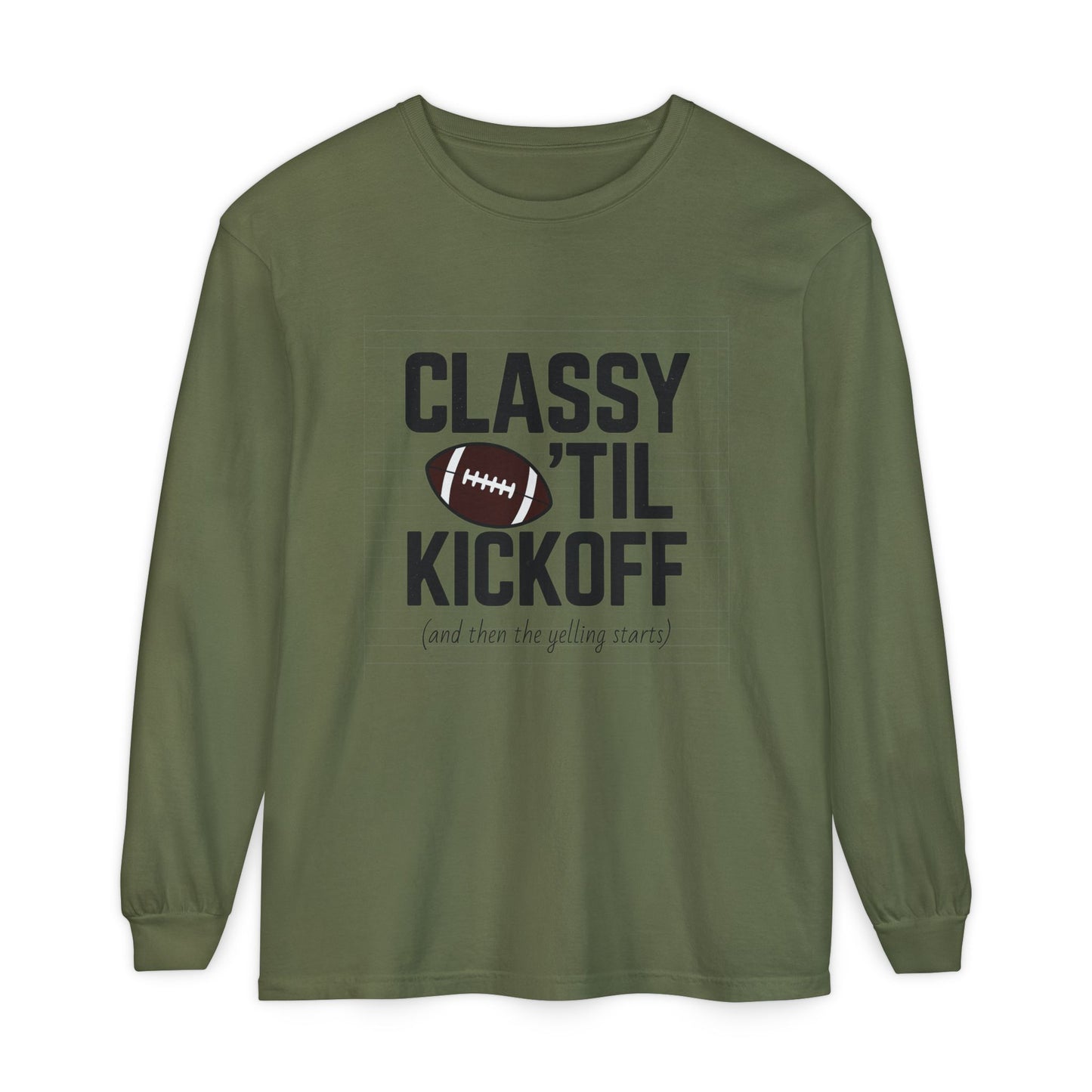 Football Themed Long Sleeve T-Shirt, Football Fan Tee, Game Day Apparel, Unisex Casual Wear, Sports Apparel, Kickoff Party Shirt
