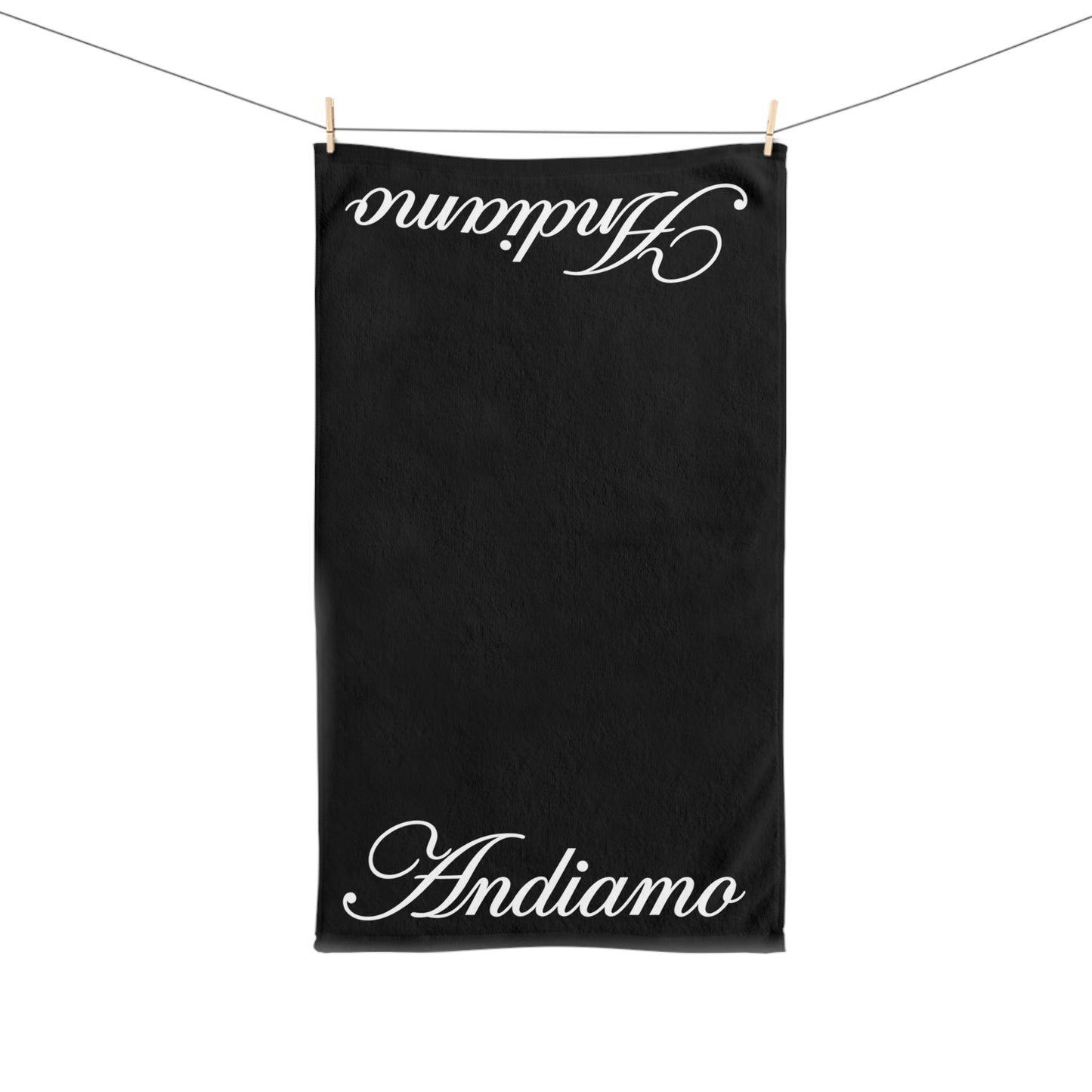 Andiamo Luxury Yacht Hand Towel - Nautical Decor, end print black, Beach House Gift, Marine-Themed Accessory, Sailing Enthusiast Towel, Coastal Home Essentials