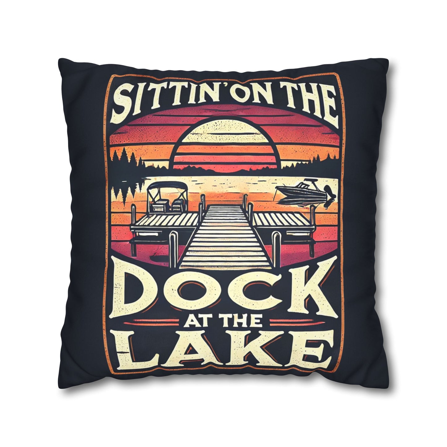 Sittin' on theDock at the Lake Faux Suede Pillowcase - Cozy Lake House Decor