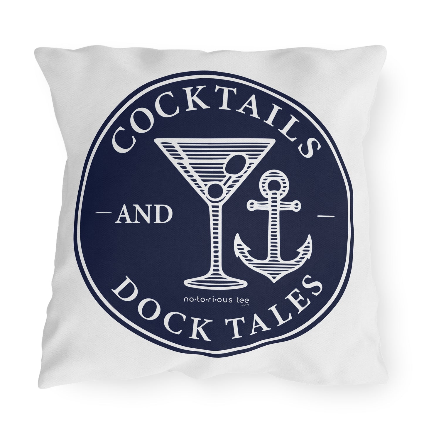 Cocktails and Dock Tales Outdoor Pillow – Nautical Decor for Beach Lovers