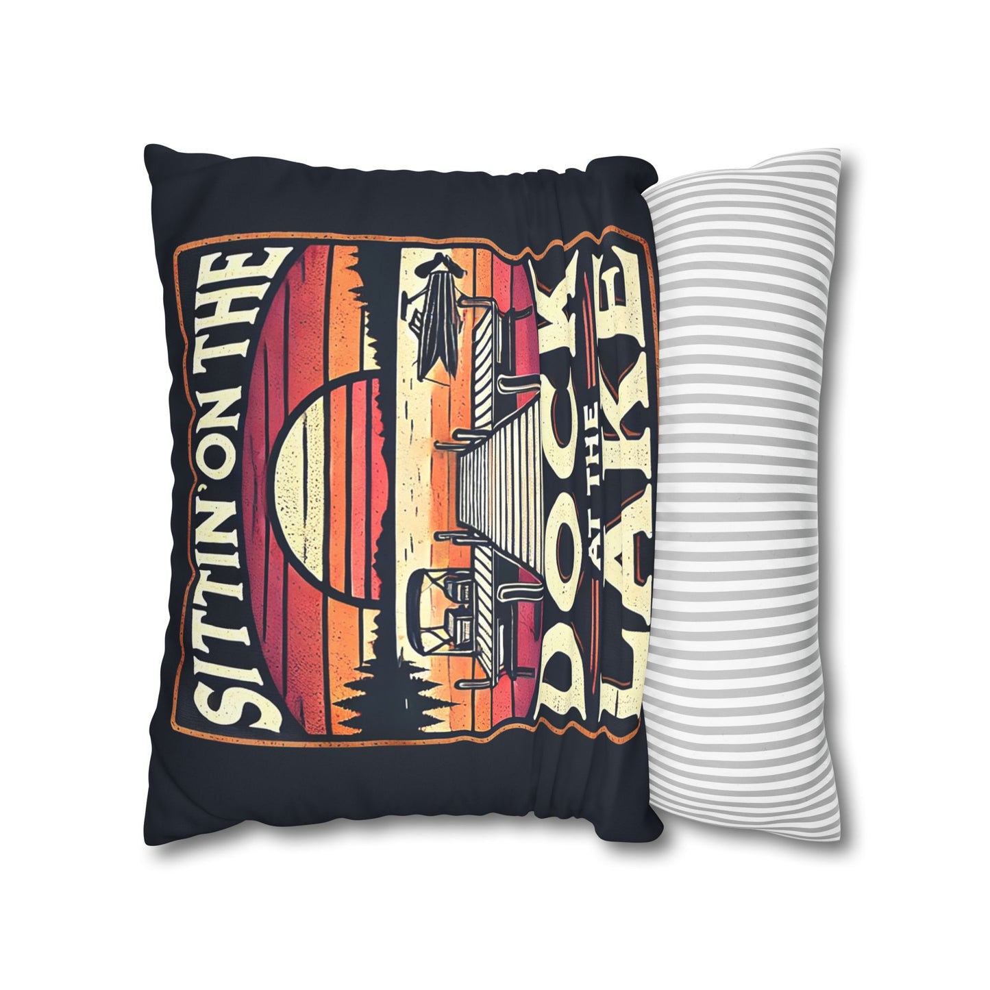 Sittin' on theDock at the Lake Faux Suede Pillowcase - Cozy Lake House Decor