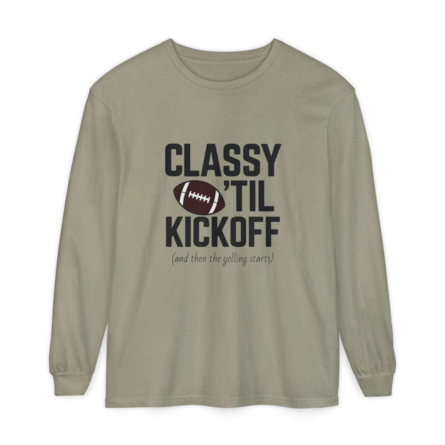 Football Themed Long Sleeve T-Shirt, Football Fan Tee, Game Day Apparel, Unisex Casual Wear, Sports Apparel, Kickoff Party Shirt
