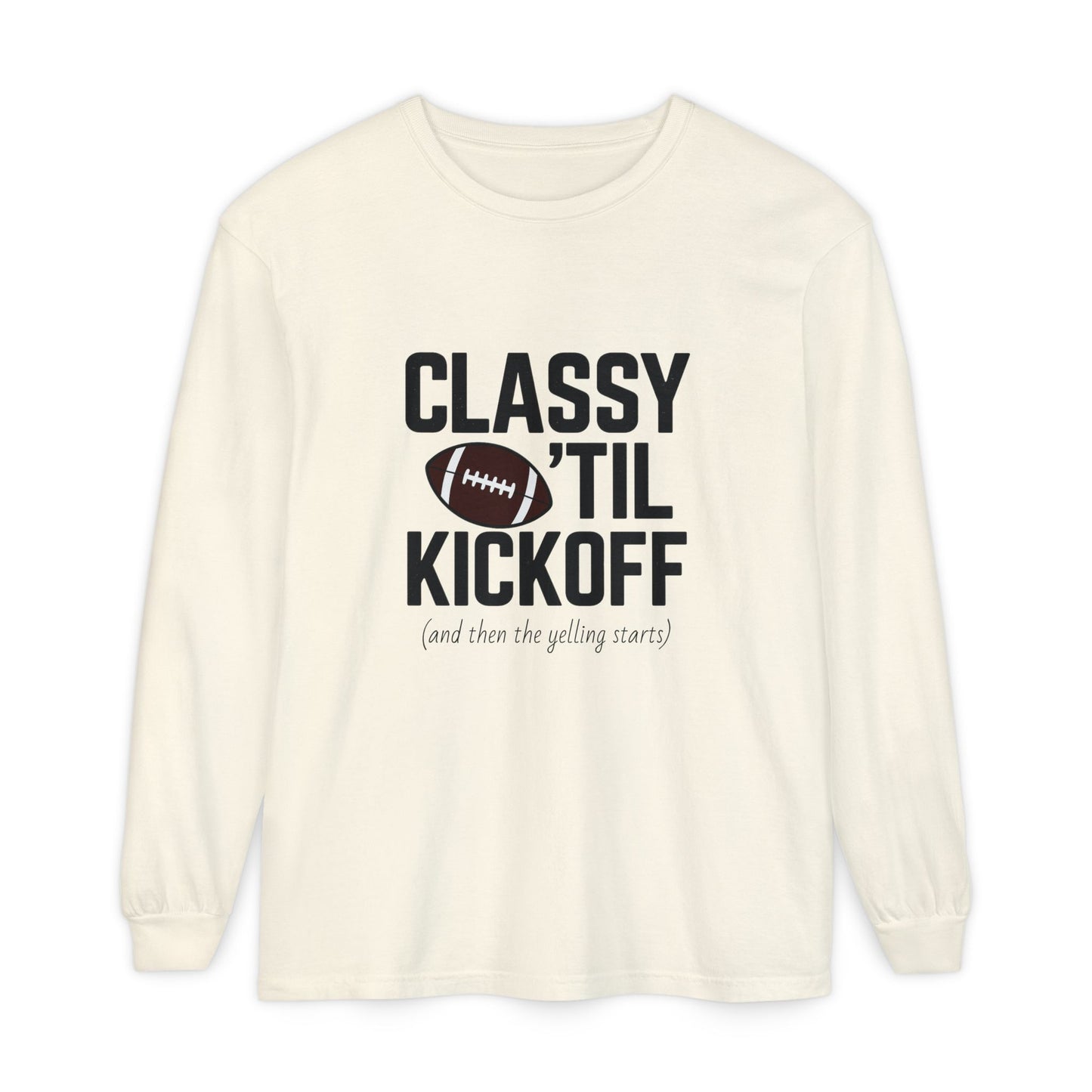Football Themed Long Sleeve T-Shirt, Football Fan Tee, Game Day Apparel, Unisex Casual Wear, Sports Apparel, Kickoff Party Shirt