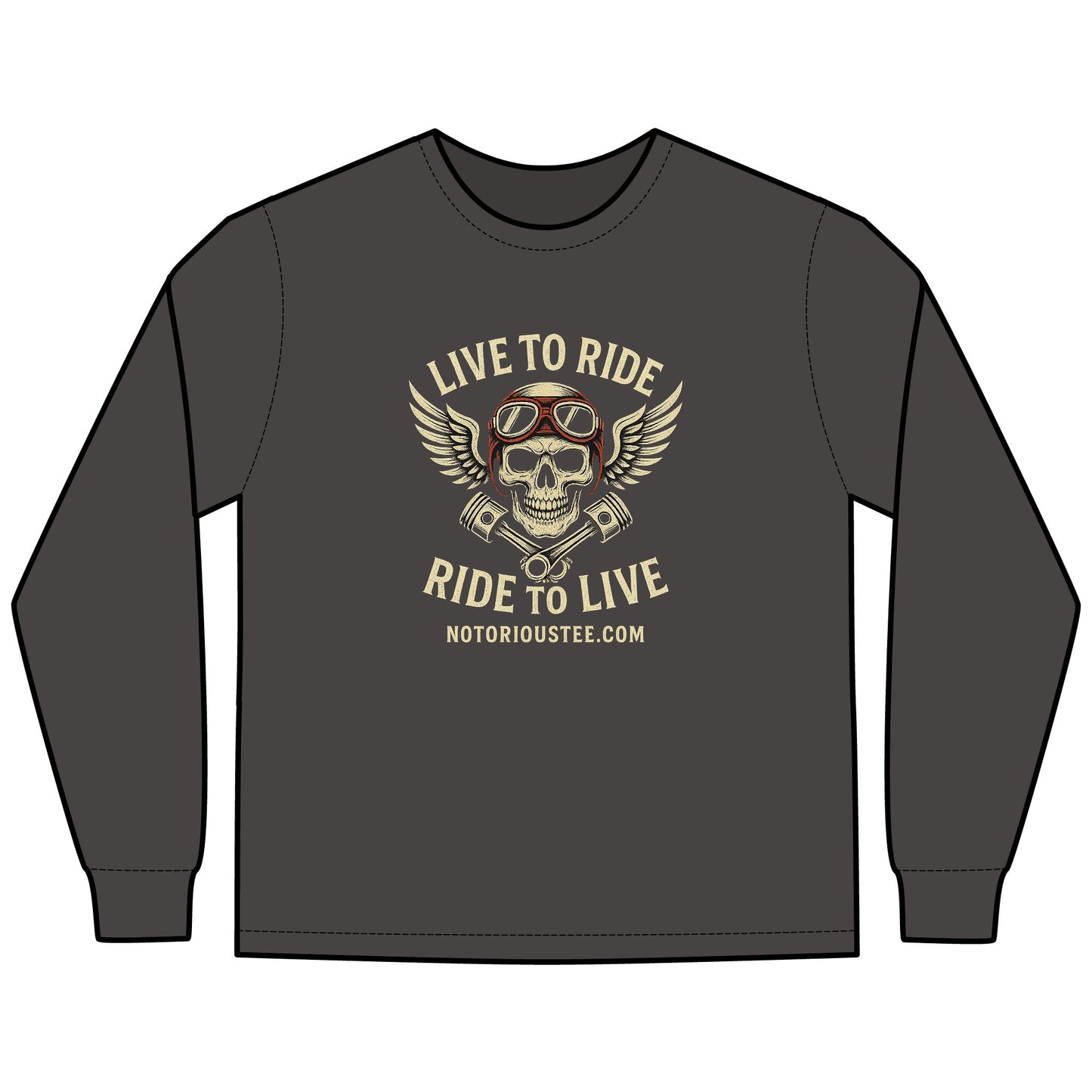 Notorious Tee Ride To Live Motorcycle Long Sleeve Tee, Ride to Live Shirt, Unisex T-Shirt, Biker Gift, Casual Wear, Adventure Apparel, Rocker Style