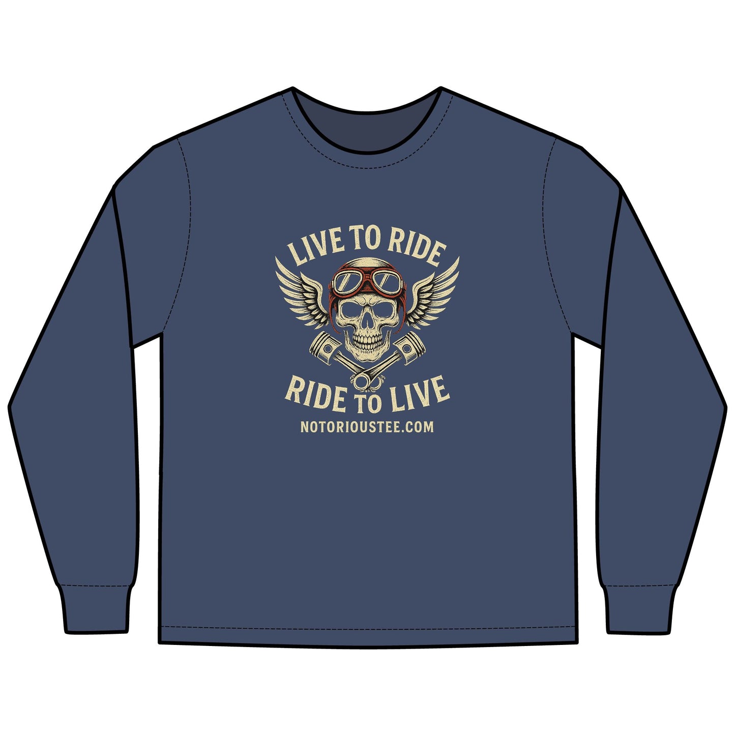 Notorious Tee Ride To Live Motorcycle Long Sleeve Tee, Ride to Live Shirt, Unisex T-Shirt, Biker Gift, Casual Wear, Adventure Apparel, Rocker Style