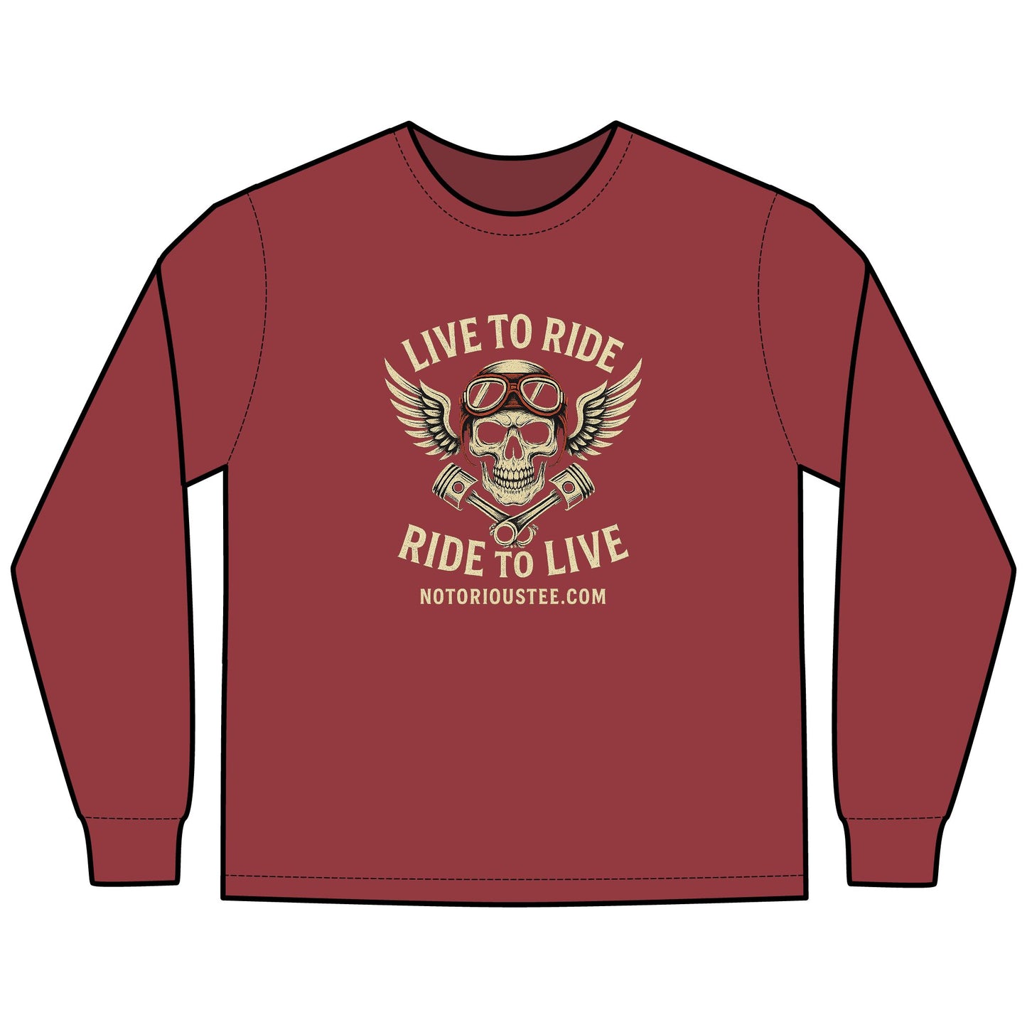 Notorious Tee Ride To Live Motorcycle Long Sleeve Tee, Ride to Live Shirt, Unisex T-Shirt, Biker Gift, Casual Wear, Adventure Apparel, Rocker Style