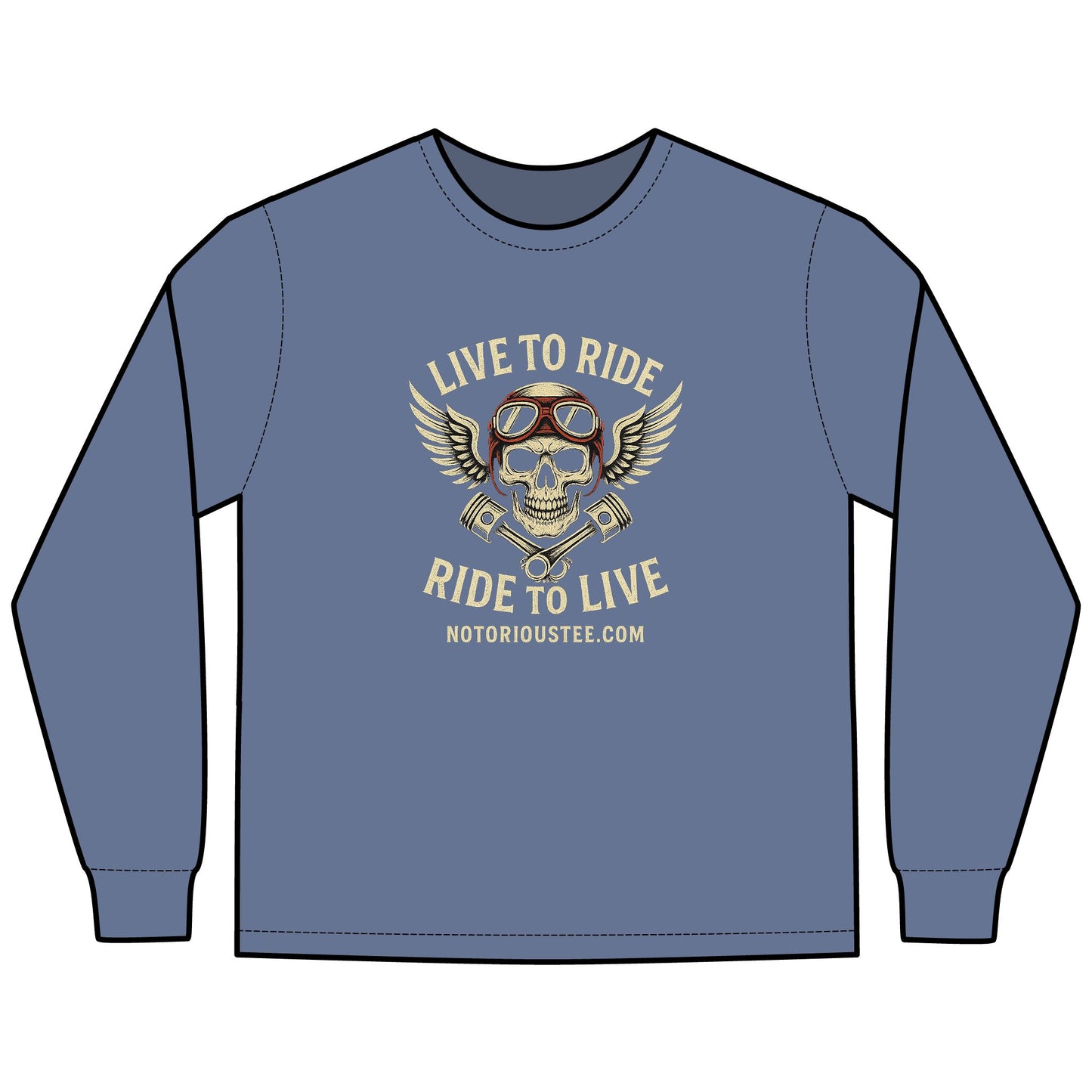 Notorious Tee Ride To Live Motorcycle Long Sleeve Tee, Ride to Live Shirt, Unisex T-Shirt, Biker Gift, Casual Wear, Adventure Apparel, Rocker Style