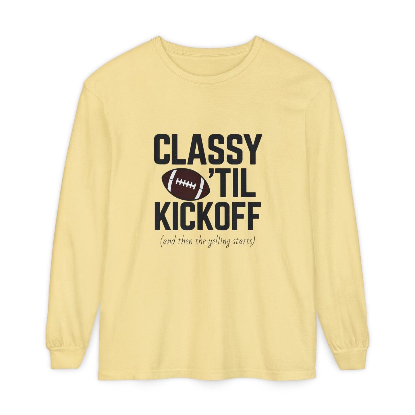 Football Themed Long Sleeve T-Shirt, Football Fan Tee, Game Day Apparel, Unisex Casual Wear, Sports Apparel, Kickoff Party Shirt
