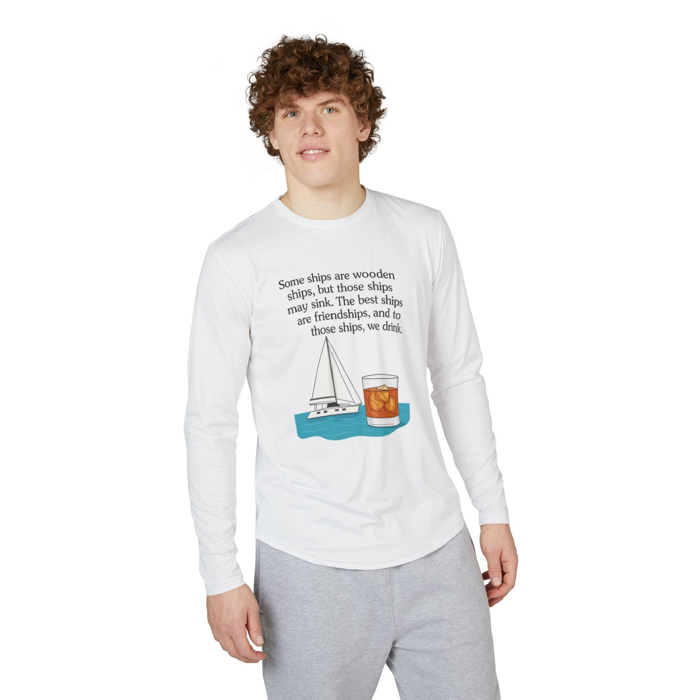 Men's UV Protection Long Sleeve Shirt with Nautical Quote | Perfect for Beach Days, Sailing, Summer Trips, or Outdoor Adventures