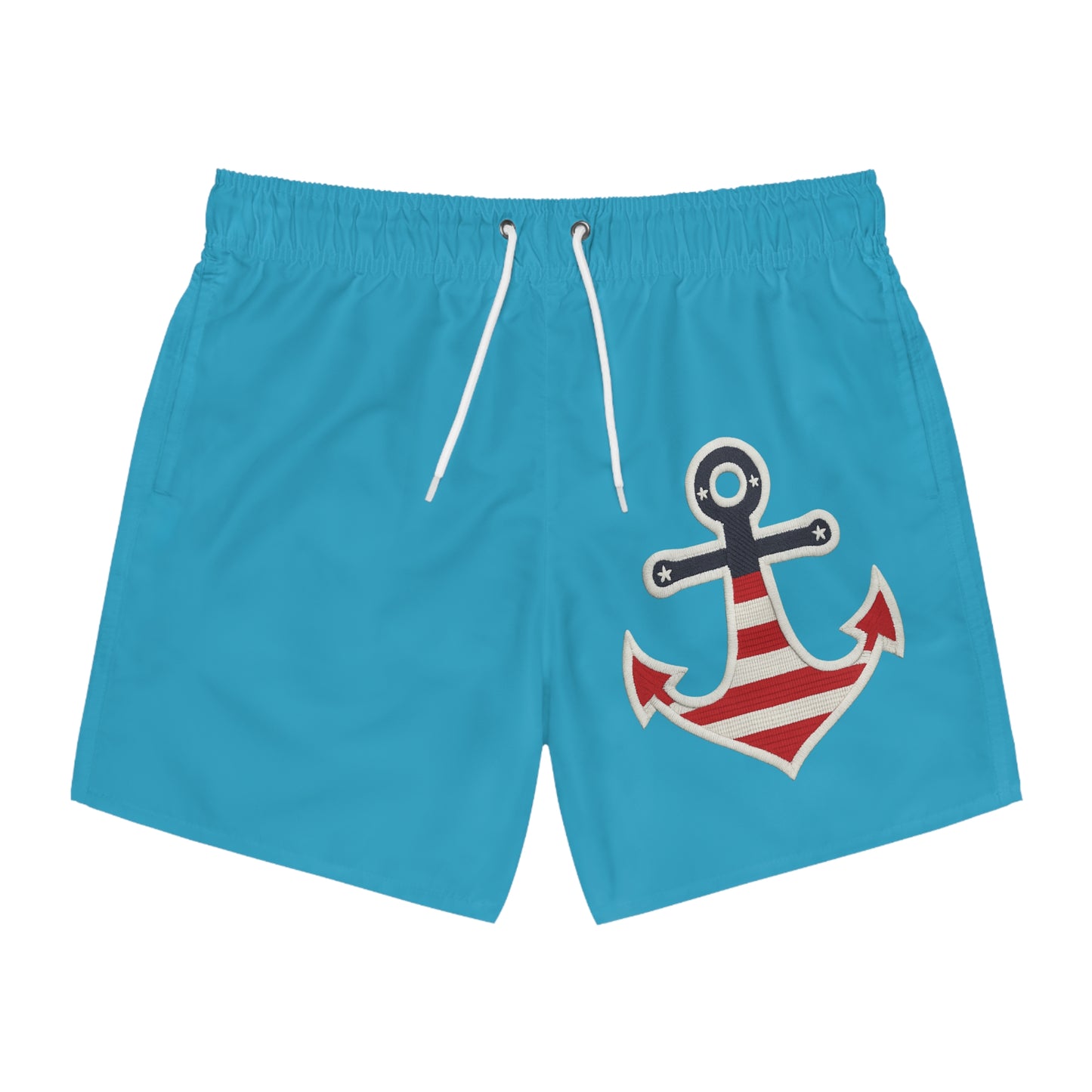 Anchor Print Swim Trunks, Beach Shorts, Summer Swimwear, Nautical Trunks, Vacation Apparel, Pool Party Gear