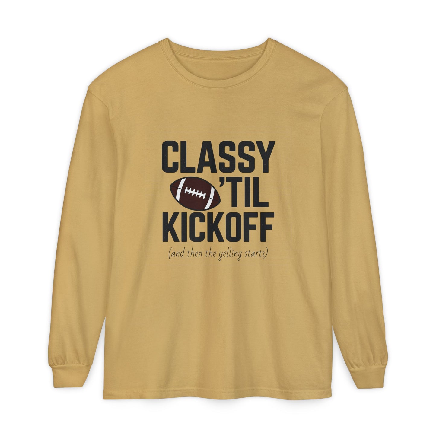 Football Themed Long Sleeve T-Shirt, Football Fan Tee, Game Day Apparel, Unisex Casual Wear, Sports Apparel, Kickoff Party Shirt