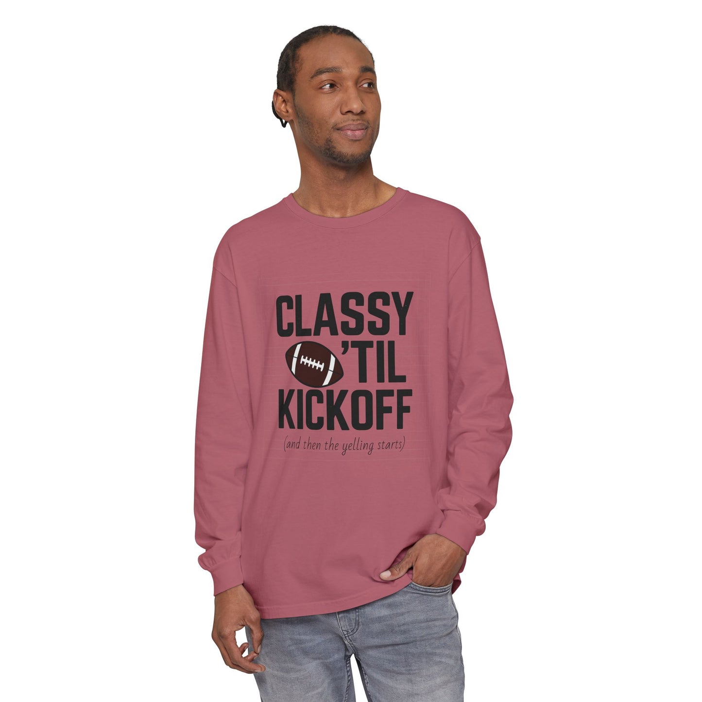 Football Themed Long Sleeve T-Shirt, Football Fan Tee, Game Day Apparel, Unisex Casual Wear, Sports Apparel, Kickoff Party Shirt
