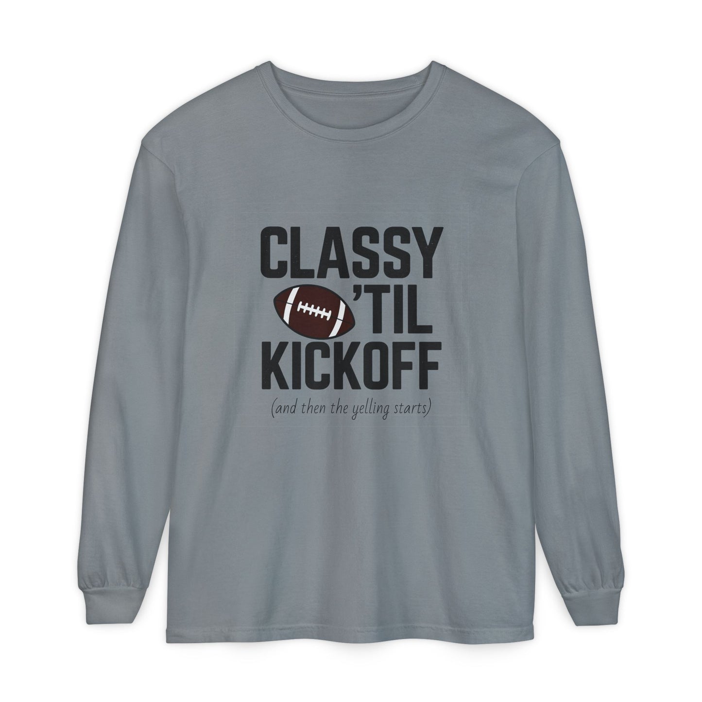 Football Themed Long Sleeve T-Shirt, Football Fan Tee, Game Day Apparel, Unisex Casual Wear, Sports Apparel, Kickoff Party Shirt