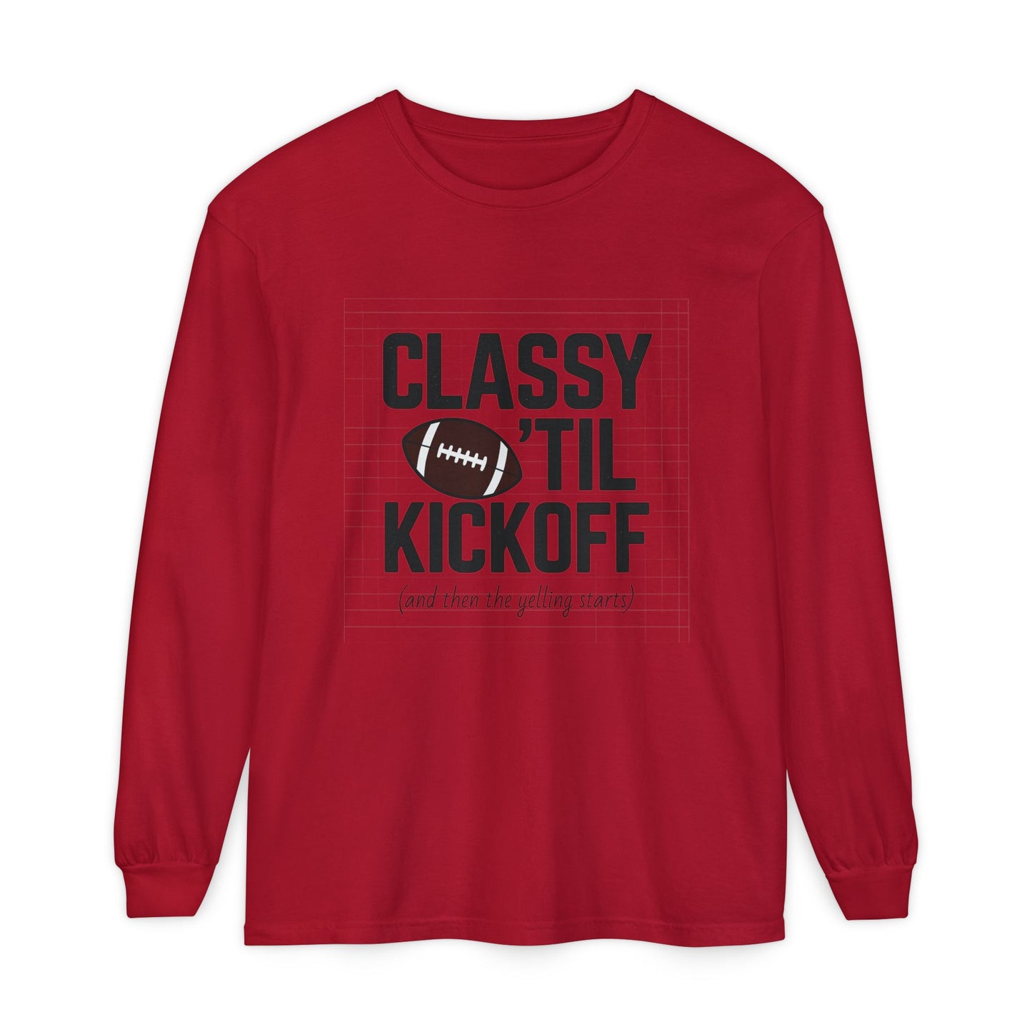 Football Themed Long Sleeve T-Shirt, Football Fan Tee, Game Day Apparel, Unisex Casual Wear, Sports Apparel, Kickoff Party Shirt