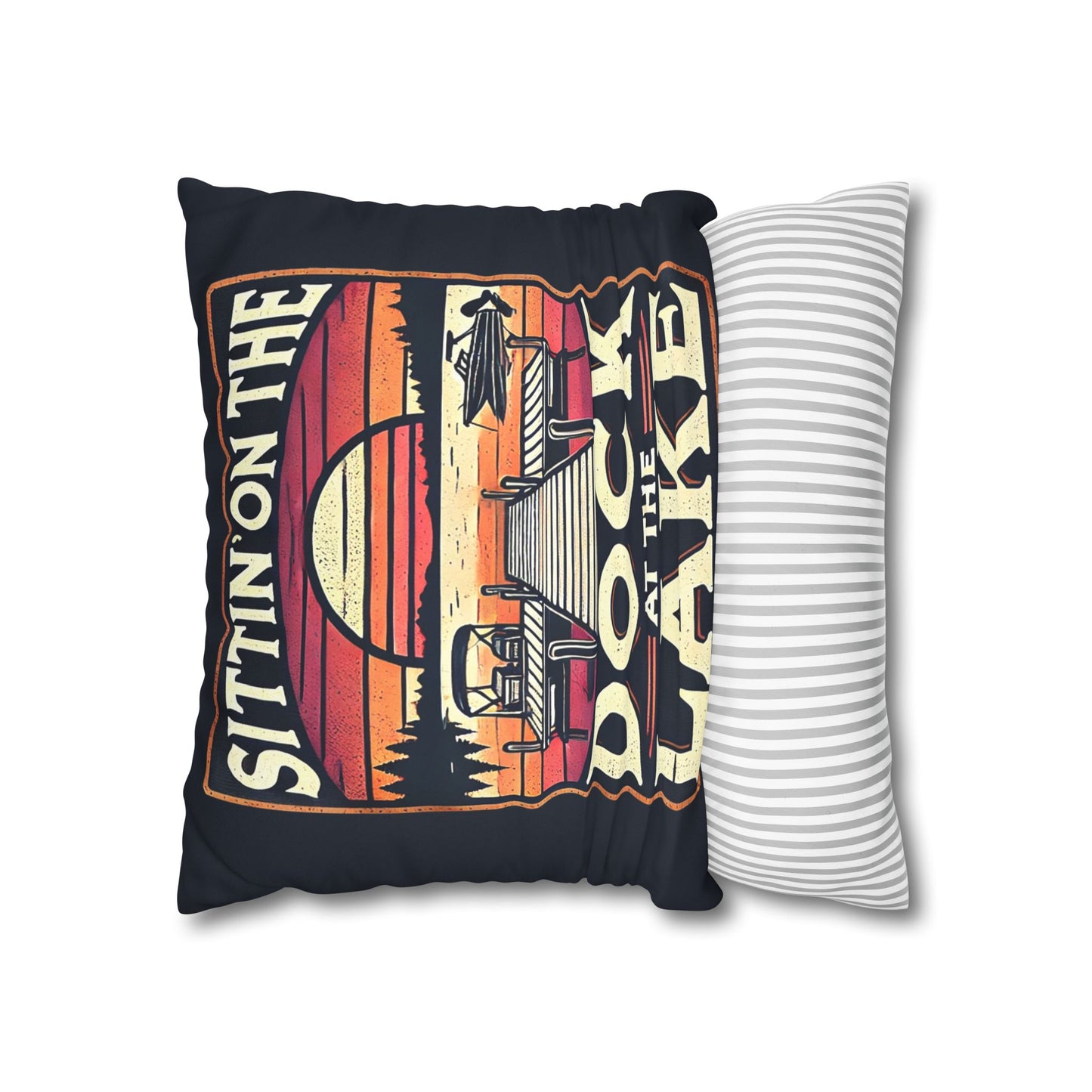 Sittin' on theDock at the Lake Faux Suede Pillowcase - Cozy Lake House Decor