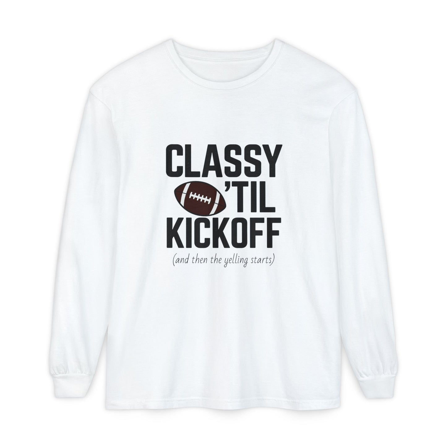 Football Themed Long Sleeve T-Shirt, Football Fan Tee, Game Day Apparel, Unisex Casual Wear, Sports Apparel, Kickoff Party Shirt