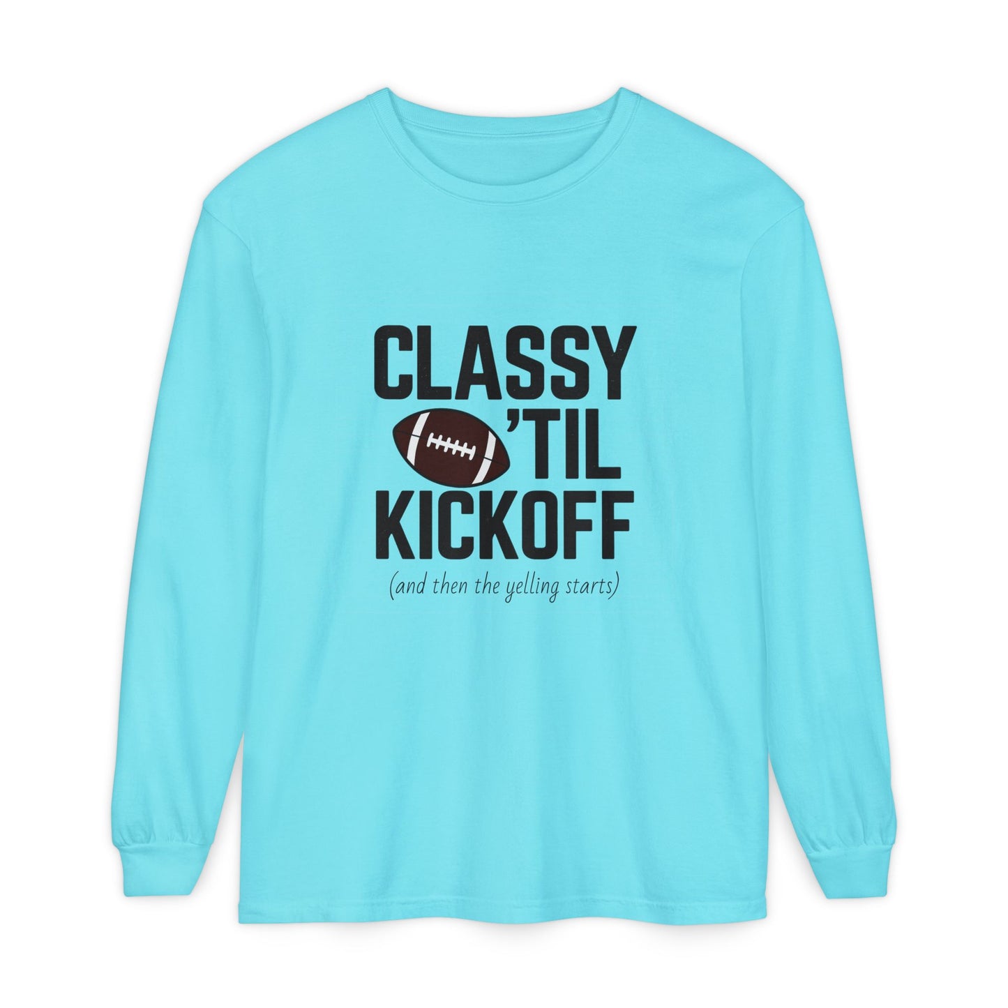 Football Themed Long Sleeve T-Shirt, Football Fan Tee, Game Day Apparel, Unisex Casual Wear, Sports Apparel, Kickoff Party Shirt