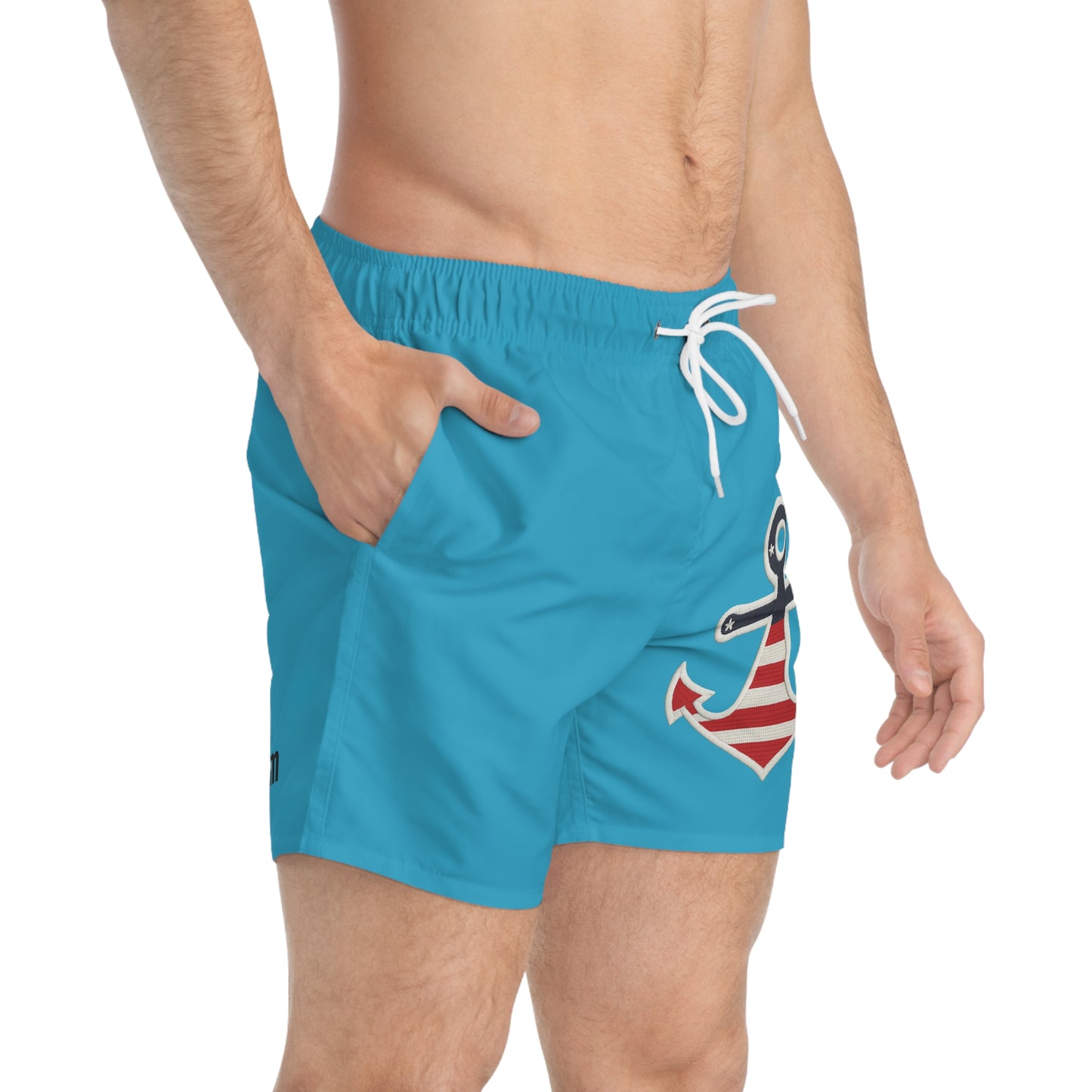 Anchor Print Swim Trunks, Beach Shorts, Summer Swimwear, Nautical Trunks, Vacation Apparel, Pool Party Gear
