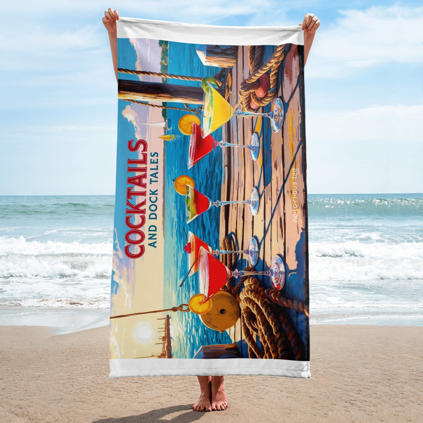 Cocktails and Dock Tales Towel