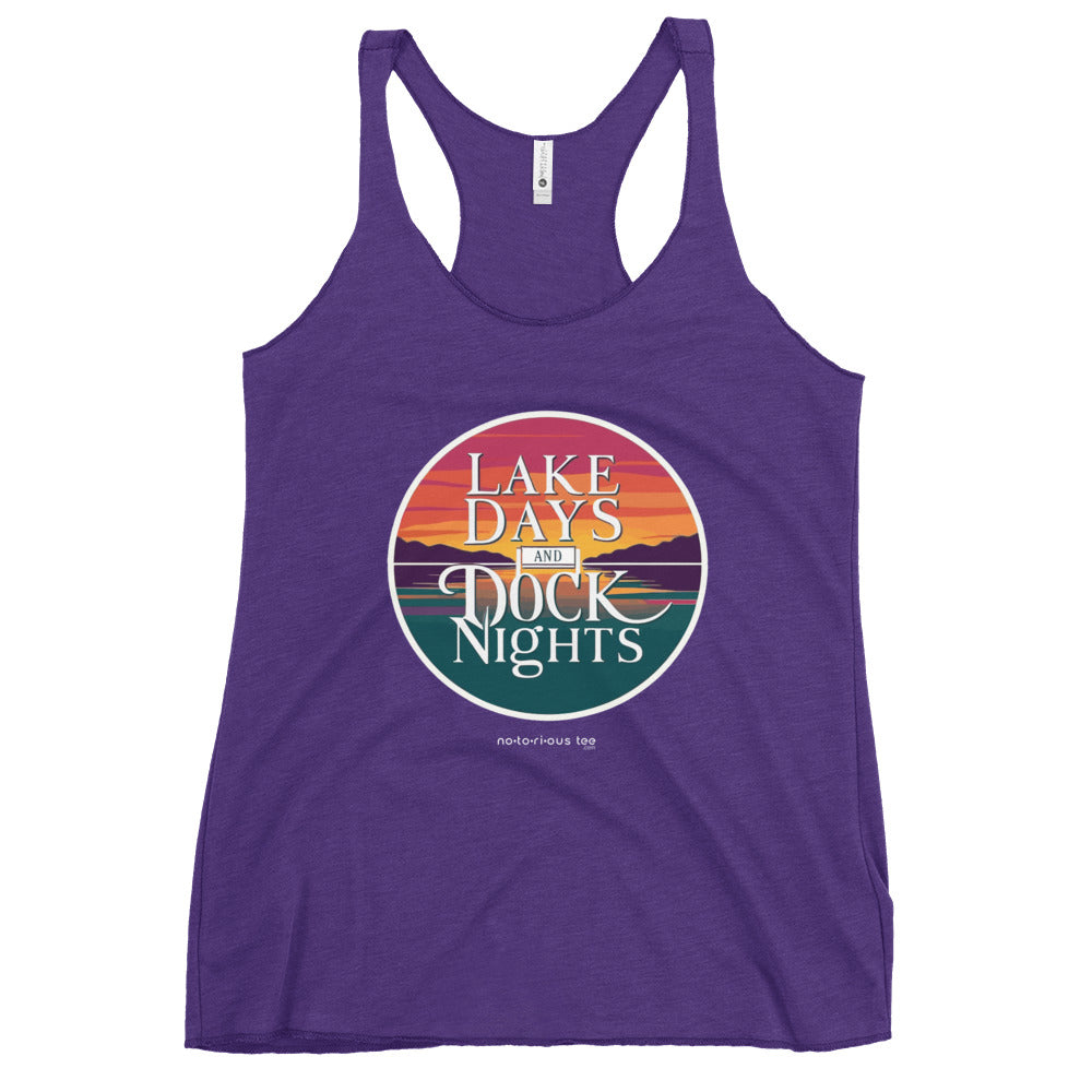LAKE DAYS AND DOCK NIGHTS - Women's Flowy Racerback Tank