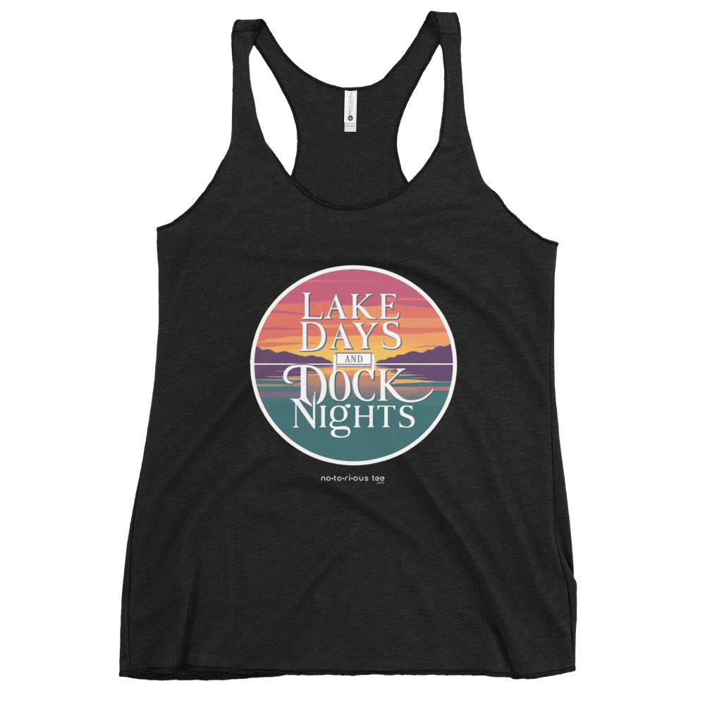 LAKE DAYS AND DOCK NIGHTS - Women's Flowy Racerback Tank