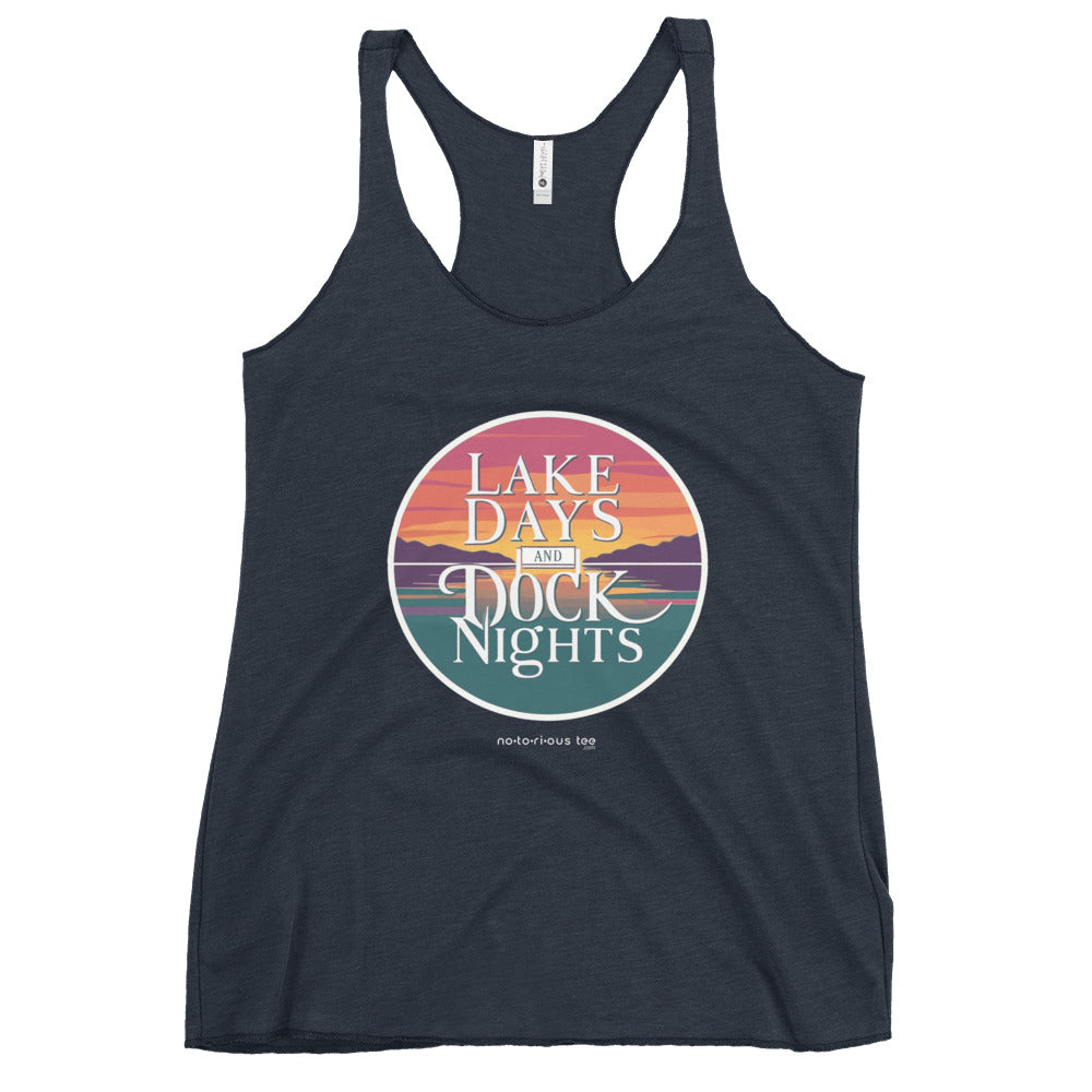 LAKE DAYS AND DOCK NIGHTS - Women's Flowy Racerback Tank
