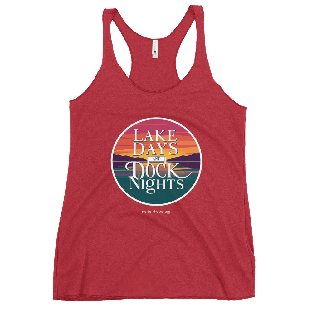 LAKE DAYS AND DOCK NIGHTS - Women's Flowy Racerback Tank