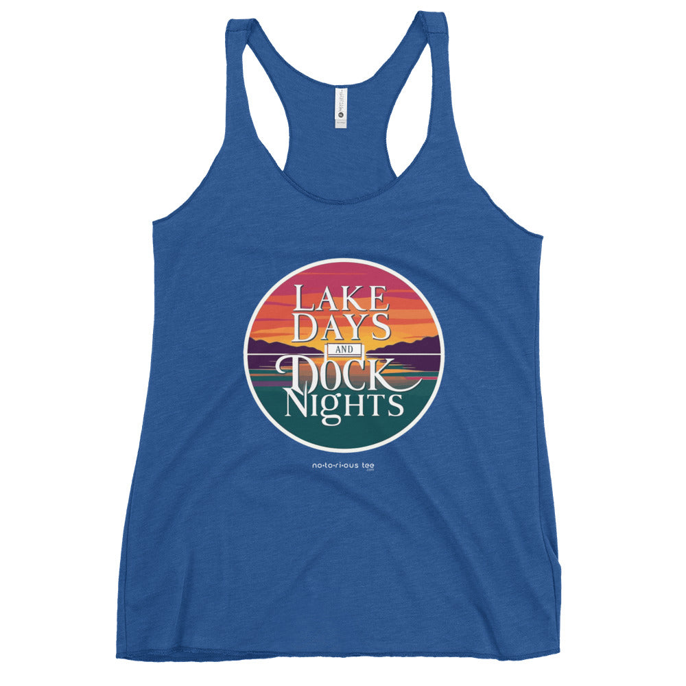 LAKE DAYS AND DOCK NIGHTS - Women's Flowy Racerback Tank