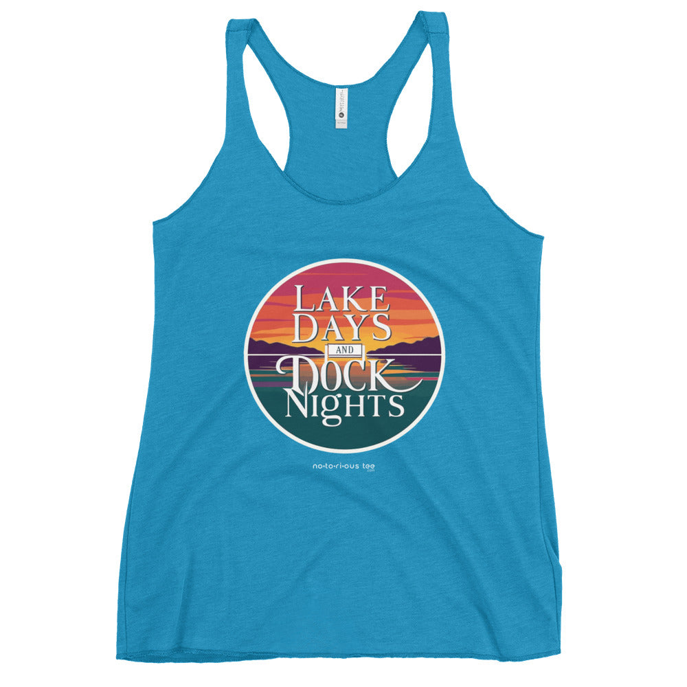 LAKE DAYS AND DOCK NIGHTS - Women's Flowy Racerback Tank