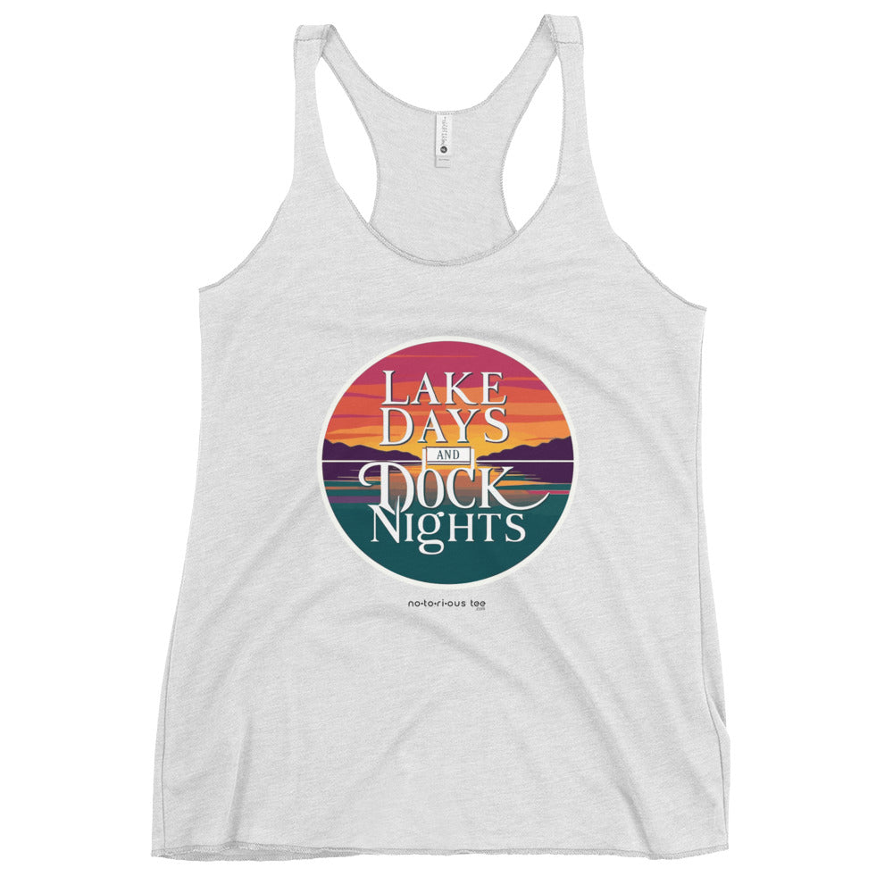 LAKE DAYS AND DOCK NIGHTS - Women's Flowy Racerback Tank