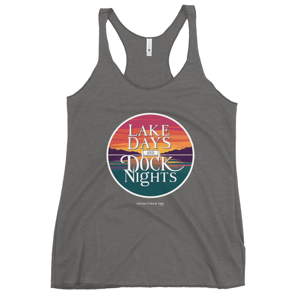 LAKE DAYS AND DOCK NIGHTS - Women's Flowy Racerback Tank