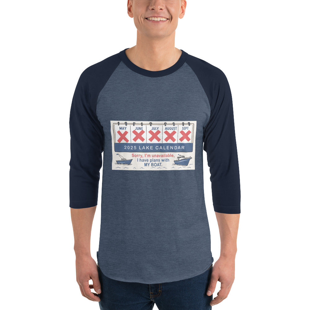 Lake Calendar 3/4 sleeve raglan shirt