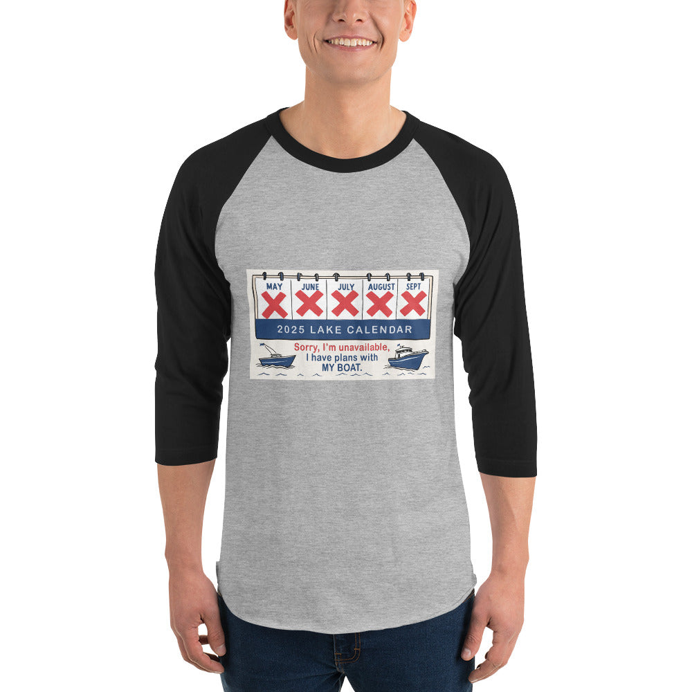 Lake Calendar 3/4 sleeve raglan shirt
