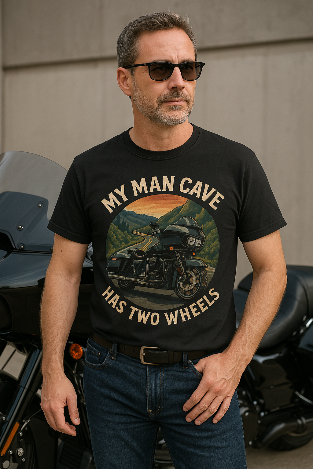 Notorious Tee My Man Cave Has Two Wheels Biker Shirt men's / women's