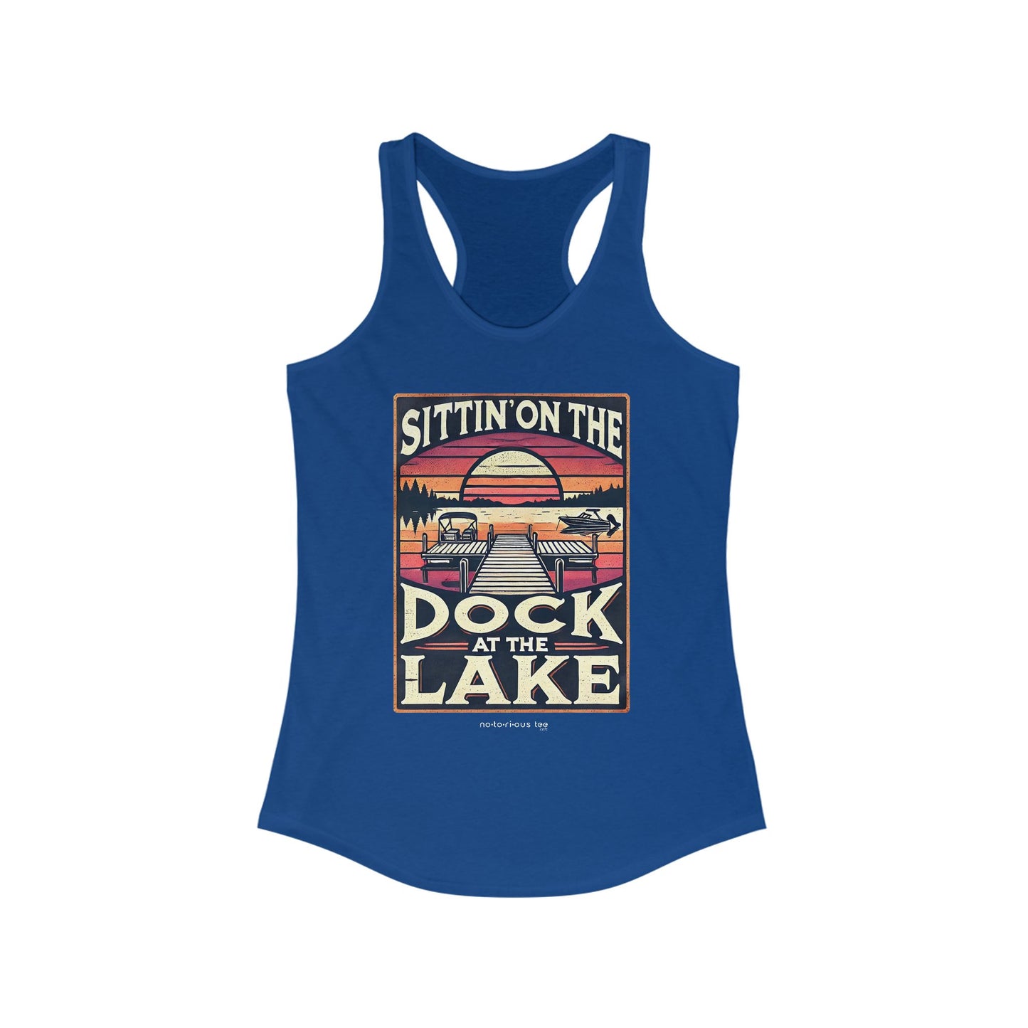 Sittin' on the Dock of the Lake - Flowy Racerback Tank Women's