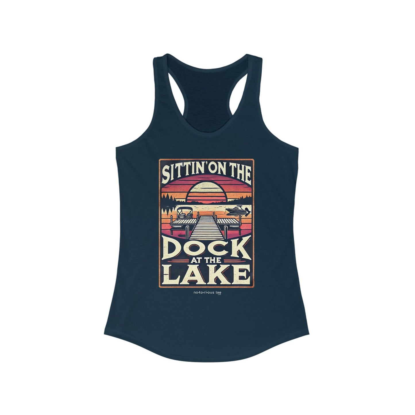 Sittin' on the Dock of the Lake - Flowy Racerback Tank Women's