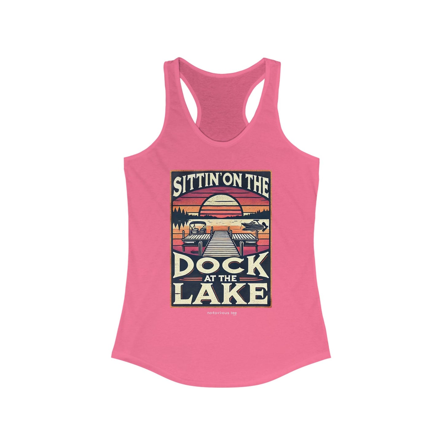 Sittin' on the Dock of the Lake - Flowy Racerback Tank Women's