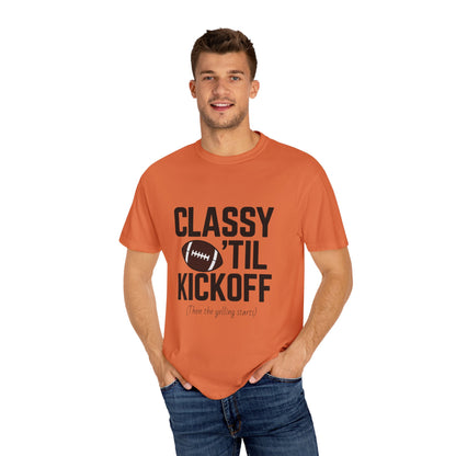 Classy Football T-Shirt | Unisex Garment-Dyed Tee for Game Day, Tailgating, Party Wear, Sports Fans, Gift Ideas