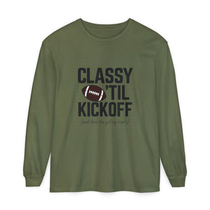 Football Themed Long Sleeve T-Shirt, Football Fan Tee, Game Day Apparel, Unisex Casual Wear, Sports Apparel, Kickoff Party Shirt