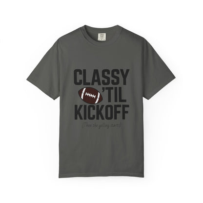 Classy Football T-Shirt | Unisex Garment-Dyed Tee for Game Day, Tailgating, Party Wear, Sports Fans, Gift Ideas