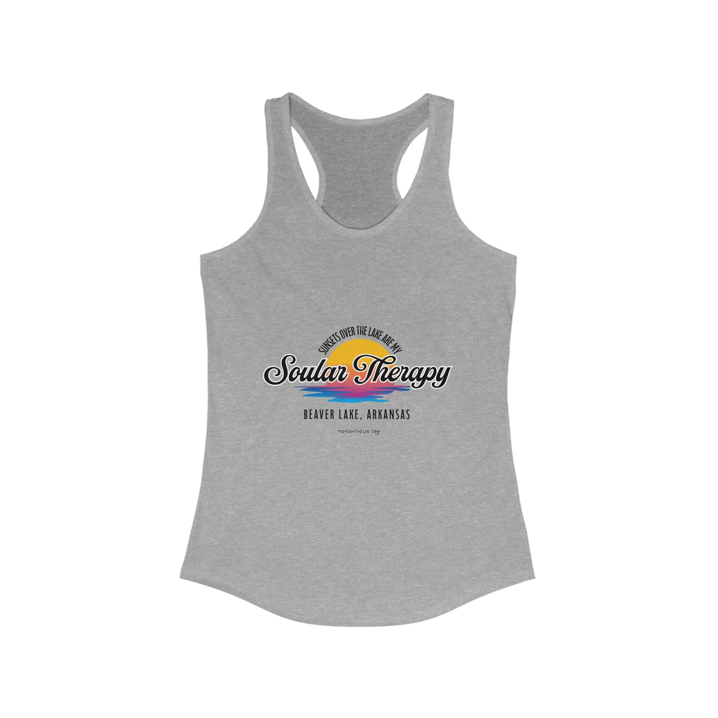 Notorious Tee - Sunsets on the Lake Soular Therapy Flowy Racerback Tank Women's