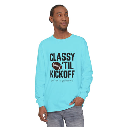 Football Themed Long Sleeve T-Shirt, Football Fan Tee, Game Day Apparel, Unisex Casual Wear, Sports Apparel, Kickoff Party Shirt