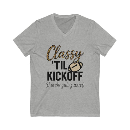 Notorious Tee Classy Football Fan V-Neck Tee, Women’s Game Day Shirt, Cute Sports Shirt, Tailgate Outfit, Football Party Tee