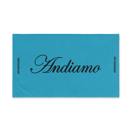 ANDIAMO Teal Luxury Yacht Hand Towel - Nautical Decor, Beach House Gift, Marine-Themed Accessory, Sailing Enthusiast Towel, Coastal Home Essentials