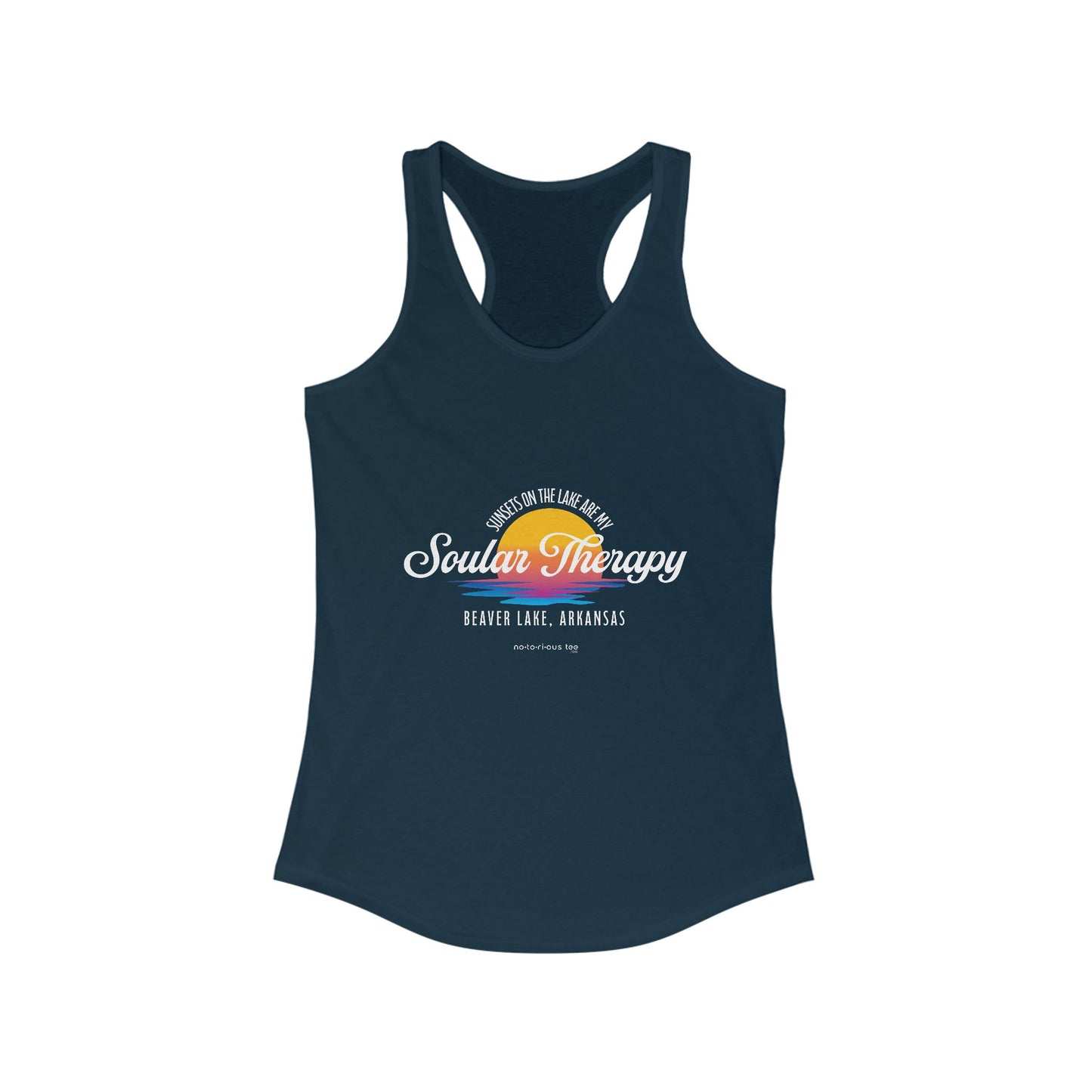 Notorious Tee - Sunsets on the Lake Soular Therapy Flowy Racerback Tank Women's