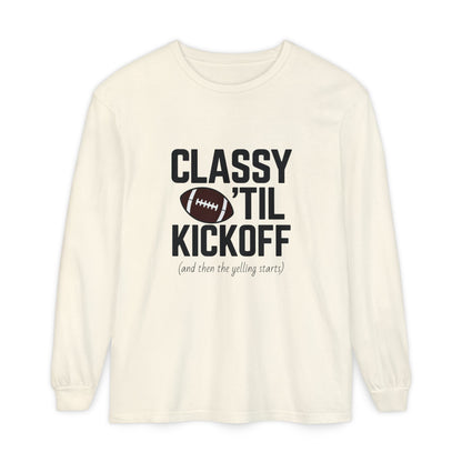 Football Themed Long Sleeve T-Shirt, Football Fan Tee, Game Day Apparel, Unisex Casual Wear, Sports Apparel, Kickoff Party Shirt