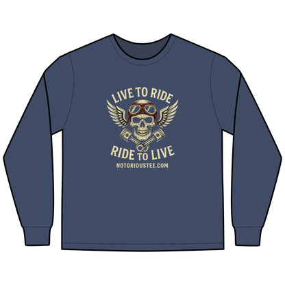 Notorious Tee Ride To Live Motorcycle Long Sleeve Tee, Ride to Live Shirt, Unisex T-Shirt, Biker Gift, Casual Wear, Adventure Apparel, Rocker Style