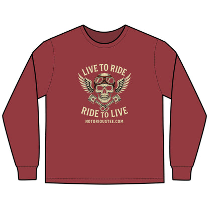 Notorious Tee Ride To Live Motorcycle Long Sleeve Tee, Ride to Live Shirt, Unisex T-Shirt, Biker Gift, Casual Wear, Adventure Apparel, Rocker Style